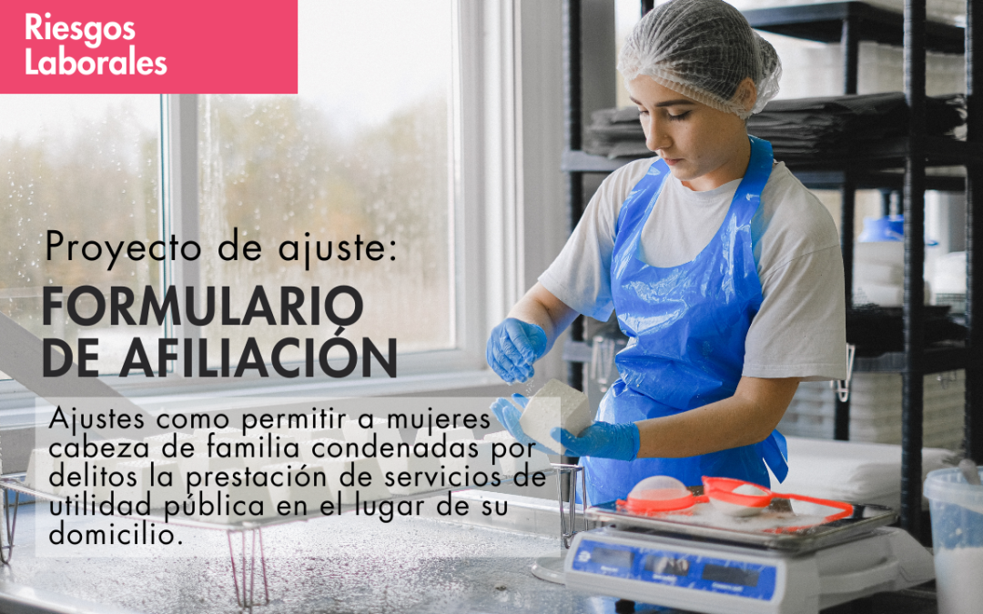 Proyecto de ajuste al formulario de afiliación a riesgos laborales: algunos ajustes como permitir a mujeres cabeza de familia condenadas por delitos, la prestación de servicios de utilidad pública en el lugar de su domicilio